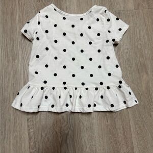 Polka Dot Ruffle Kids Top - White & Black